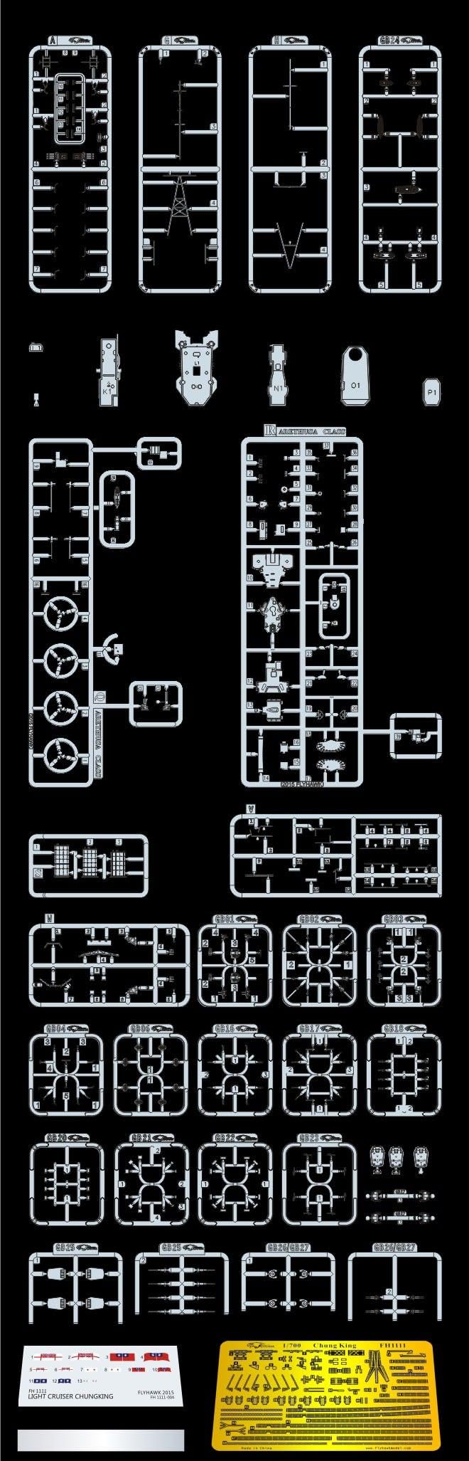 Pancernik niepomalowany 1/700 chińskiego lekkiego krążownika marynarki wojennej ChungKing Plastic Model Kit