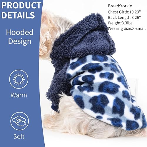 Miniatura 3 de Yikeyo Sudadera con capucha de leopardo para perro, sudadera de forro polar para perros, ropa de invierno para mascotas, abrigo con capucha para