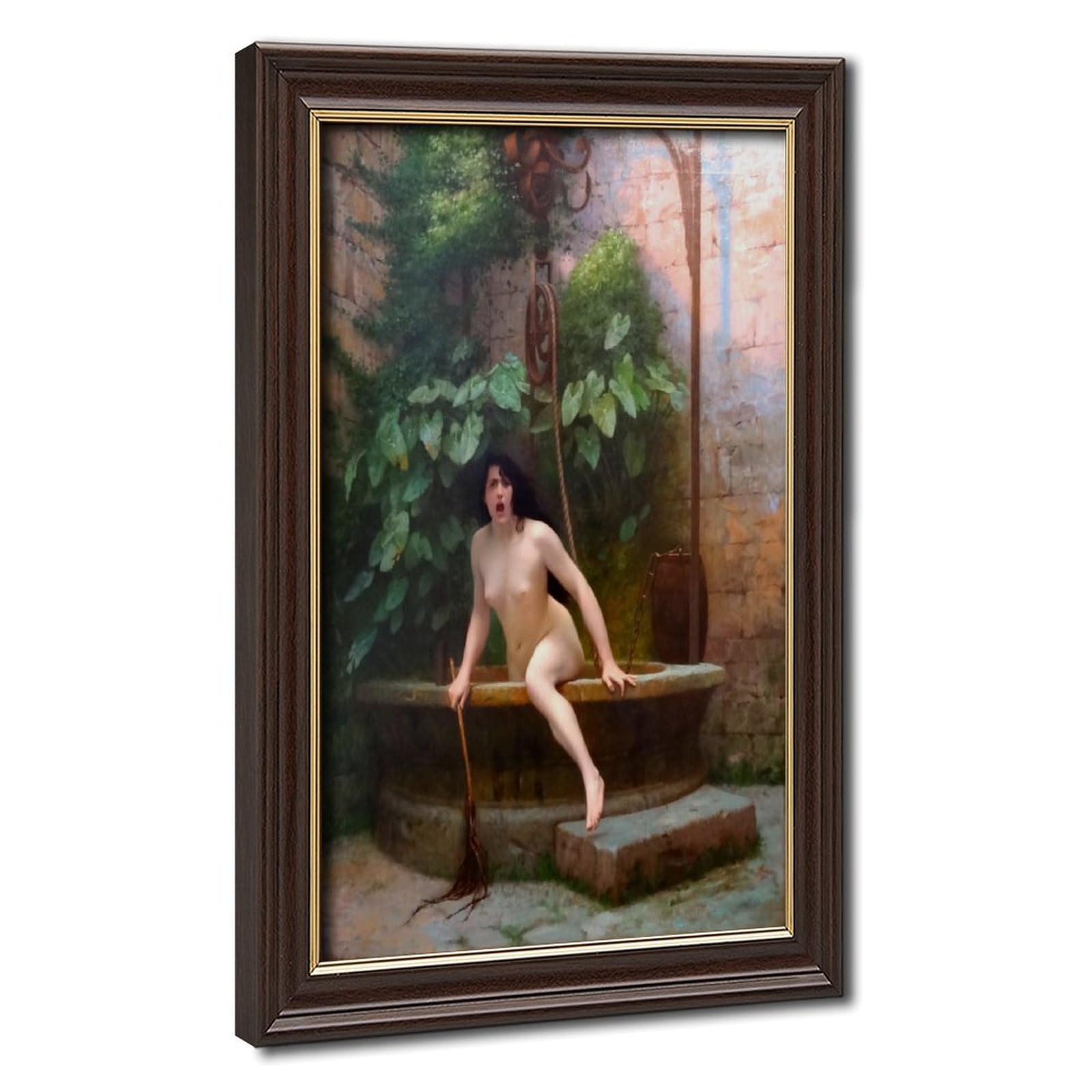 WCYB Truth Coming Out of Her Well - Jean-léon Gérôme Posters Prints Canvas Deco Paintings Wall Art Hangable Frame 24" L X 36" W