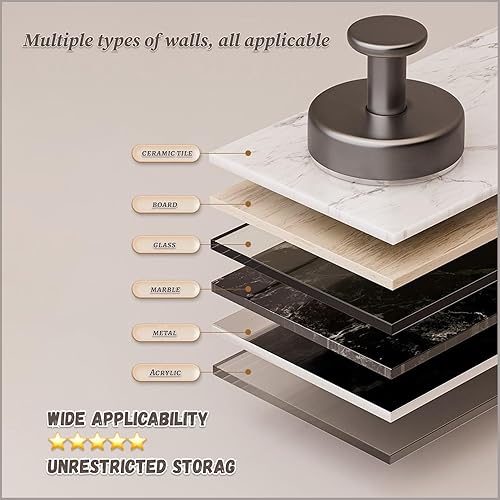 Miniatura 6 de Ganchos para toallas para baños, ganchos de ventosa de acero inoxidable, adhesivo fuerte, sin taladro, ganchos de pared impermeables para ducha,