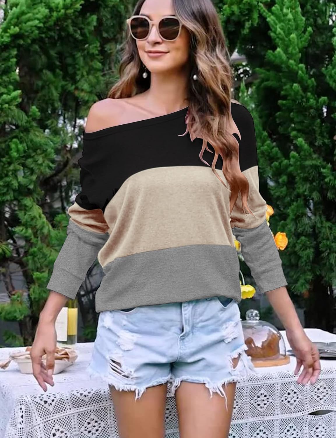 Halife Women's Long Sleeve Color Block Tunic Tops Crewneck Pullover Sweatshirts Fall Shirts Blouses - Image 3