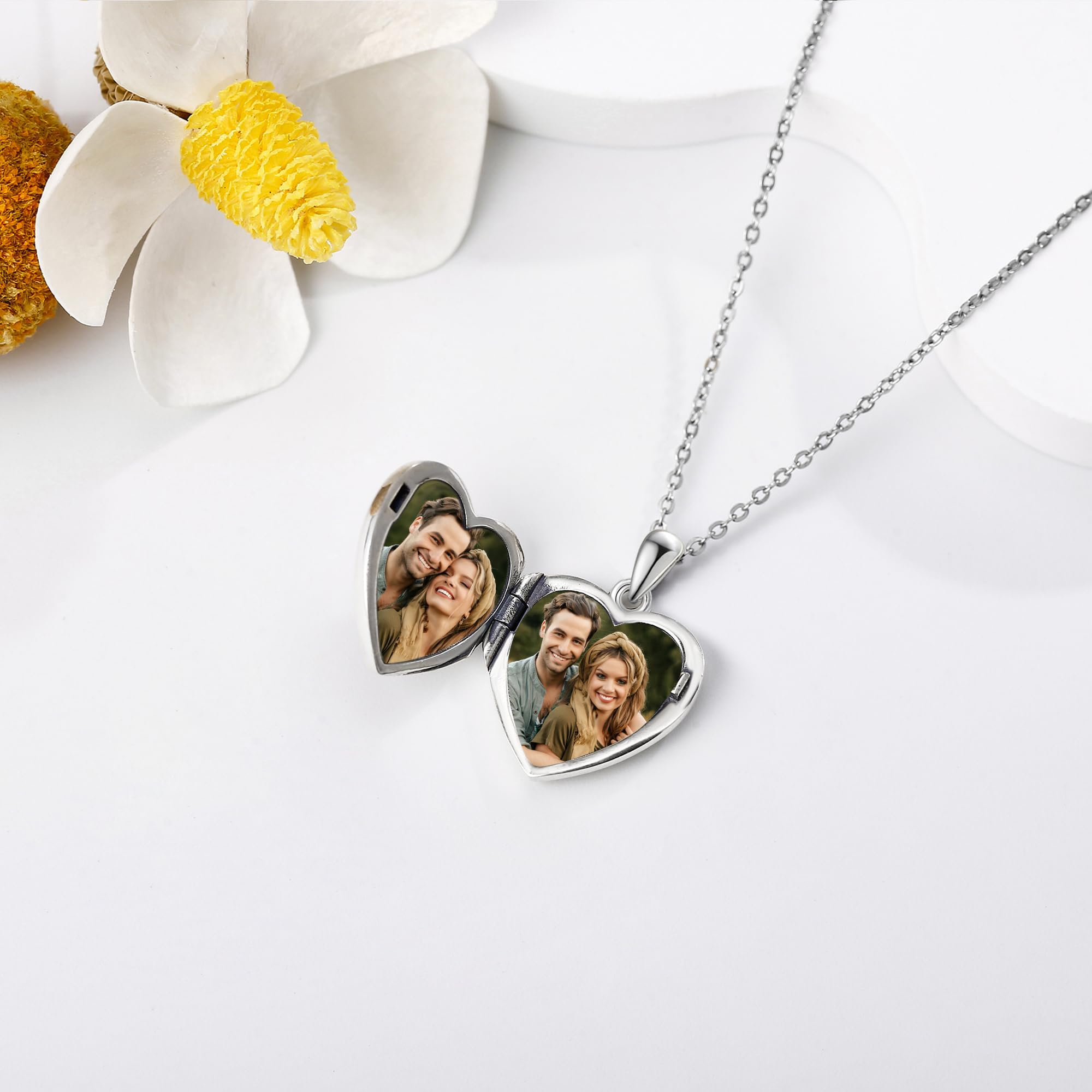 DAYLINLOVE Herz/Rose/Blume/Schmetterling/Sonnenblume/Baum des Lebens Urne Medaillon Halskette für Ash 925 Sterling Silber Urne Medaillon Schmuck Geschenke für Frauen