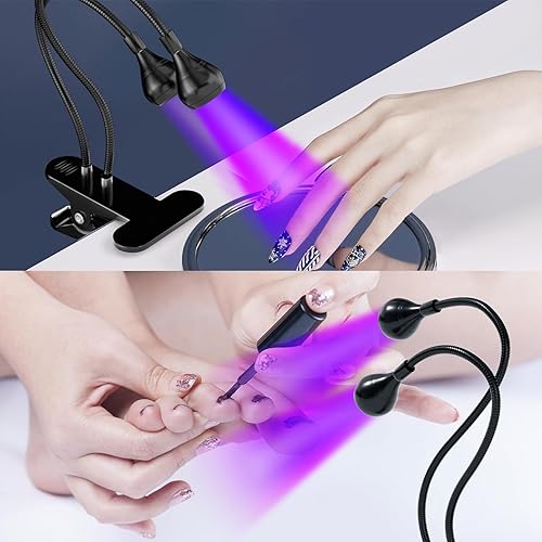 Miniatura 2 de mlogiroa Mini luz UV para uñas, lámpara de uñas LED UV, lámpara de uñas portátil de cuello de cisne de 4 engranajes, secado rápido, secador de uñas