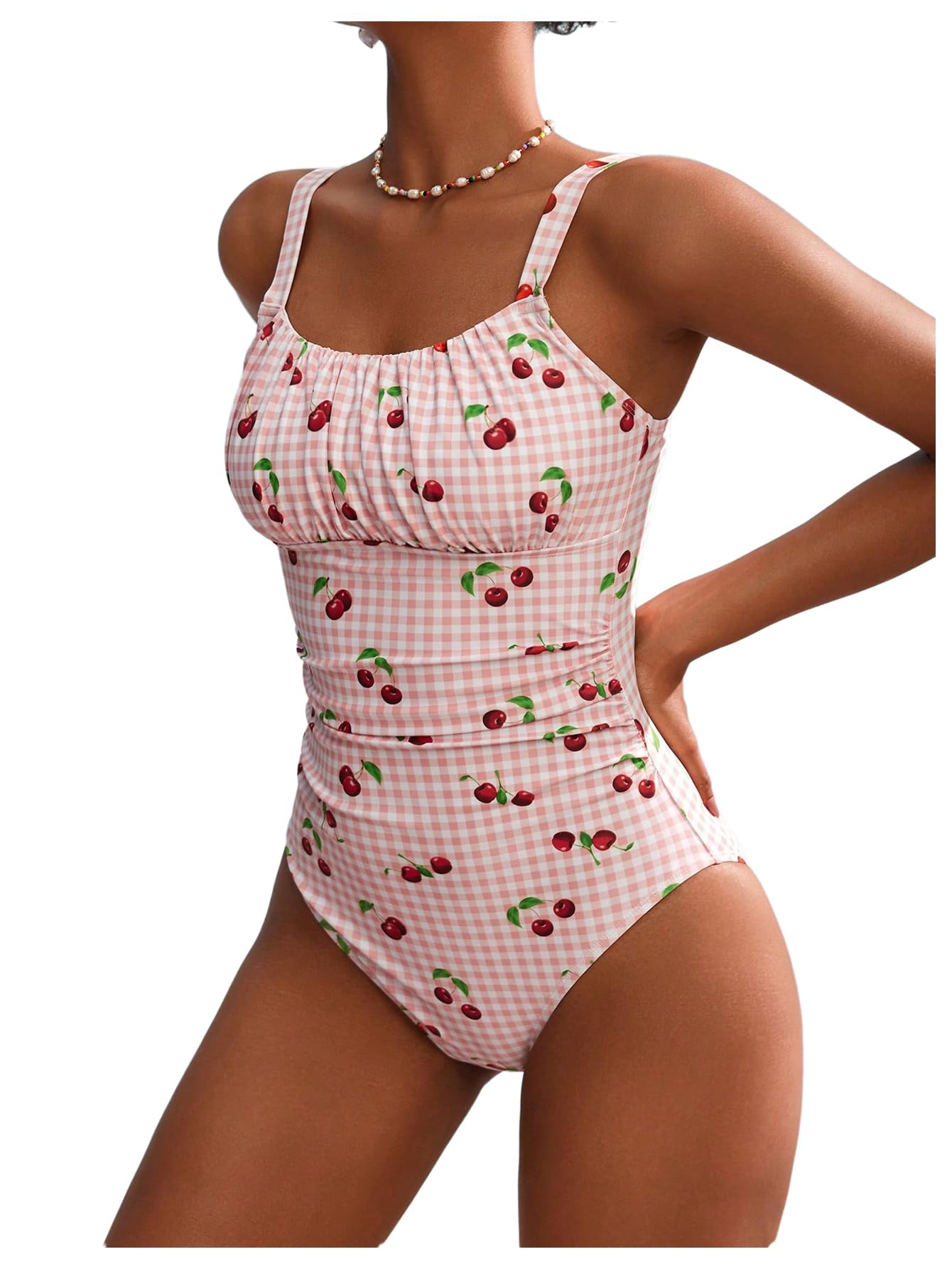 BEAUDRM Women's Boho Floral Print One Piece Swimsuit Y2K Bathing Suits Swimwear Beachwear