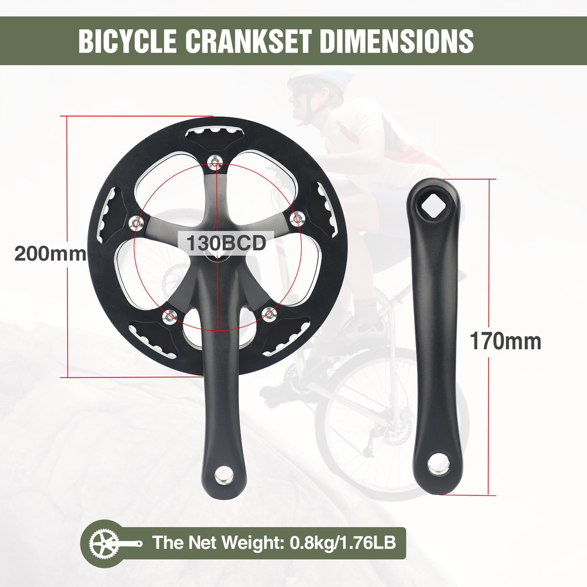 MEGHNA Singel Speed Crankset 38T Crankset 170 mm Bicycle Crankset Aluminium Crankset MTB City Bike City Bike Women's Bicycle E Bike - Image 3
