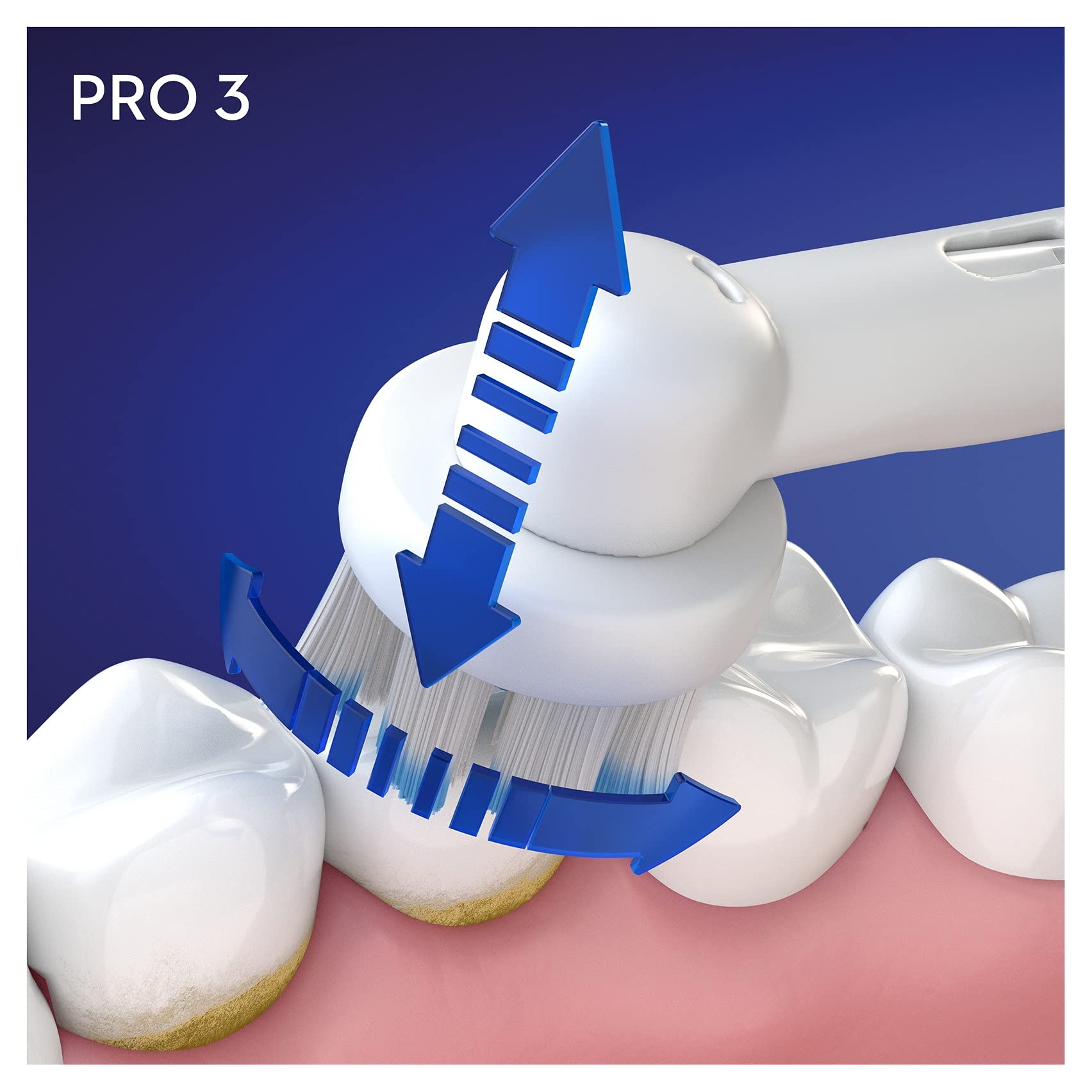 Oral-B Pro 3000 Brosse À Dents Électrique Rechargeable Avec 1 Manche Capteur De Pression Et 1 Brossette Sensitive Clean, Technologie 3D, Noir, Élimine Jusqu’À 100 % De Plaque Dentaire