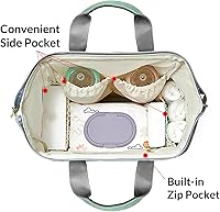 Vista 6 de Linda mochila de pañales con diseño de conejo de hoja verde con nombre, bolsa multifunción de gran capacidad para mamá, papá, unisex, niño y niña