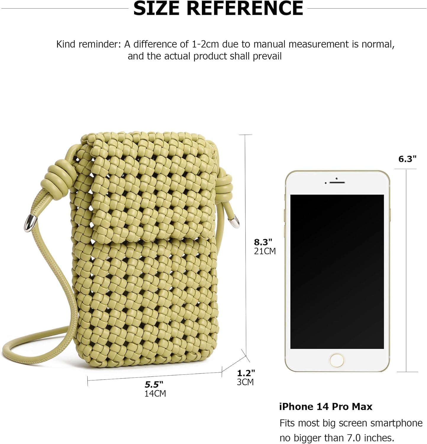 myfriday Woven Faux Leather Crossbody Phone Bag for Women, Small Sling Shoulder Purse Trendy Summer Bag with Buckle Closure