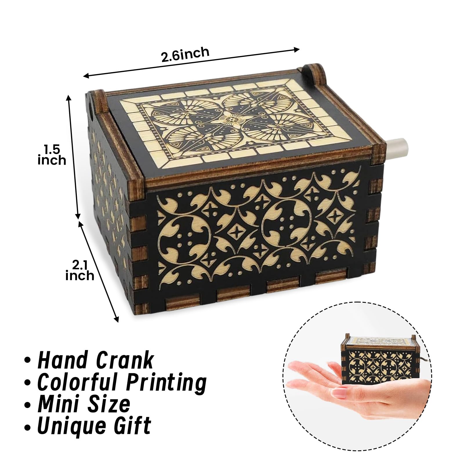 Birthday Gifts for Mom, You are My Sunshine Wood Music Boxes and Knitted Positive Sunflower Crochet, Sunshine Hand Crank Musical Box Gifts for Woman