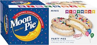 MoonPie Birthday Mini Party Pies Vanilla Cookie 10 Count 10oz - Dairy Free Nut Free Party Snacks with Sprinkles