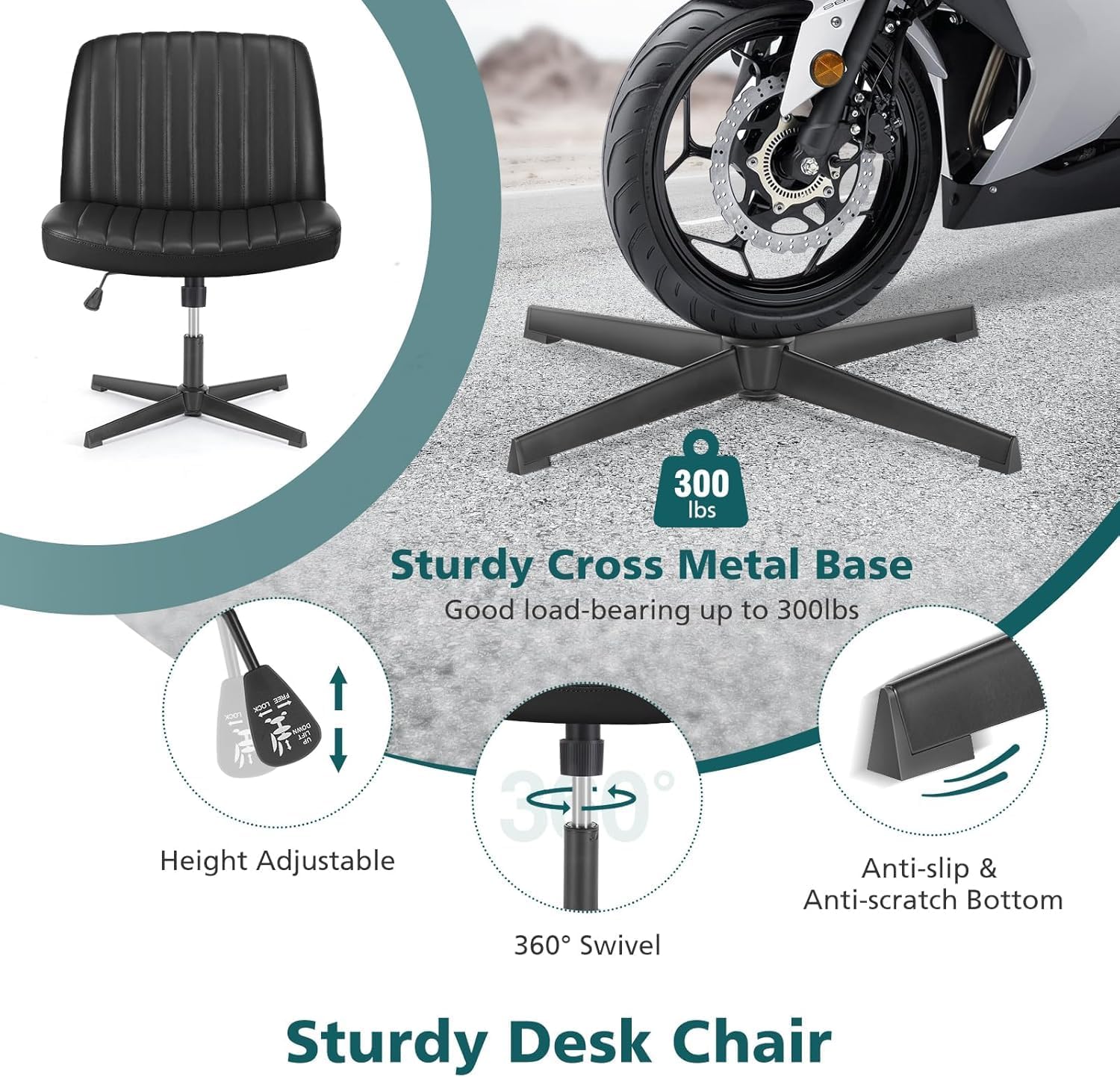 Sturdy Cross Metal Base and Gas Lift