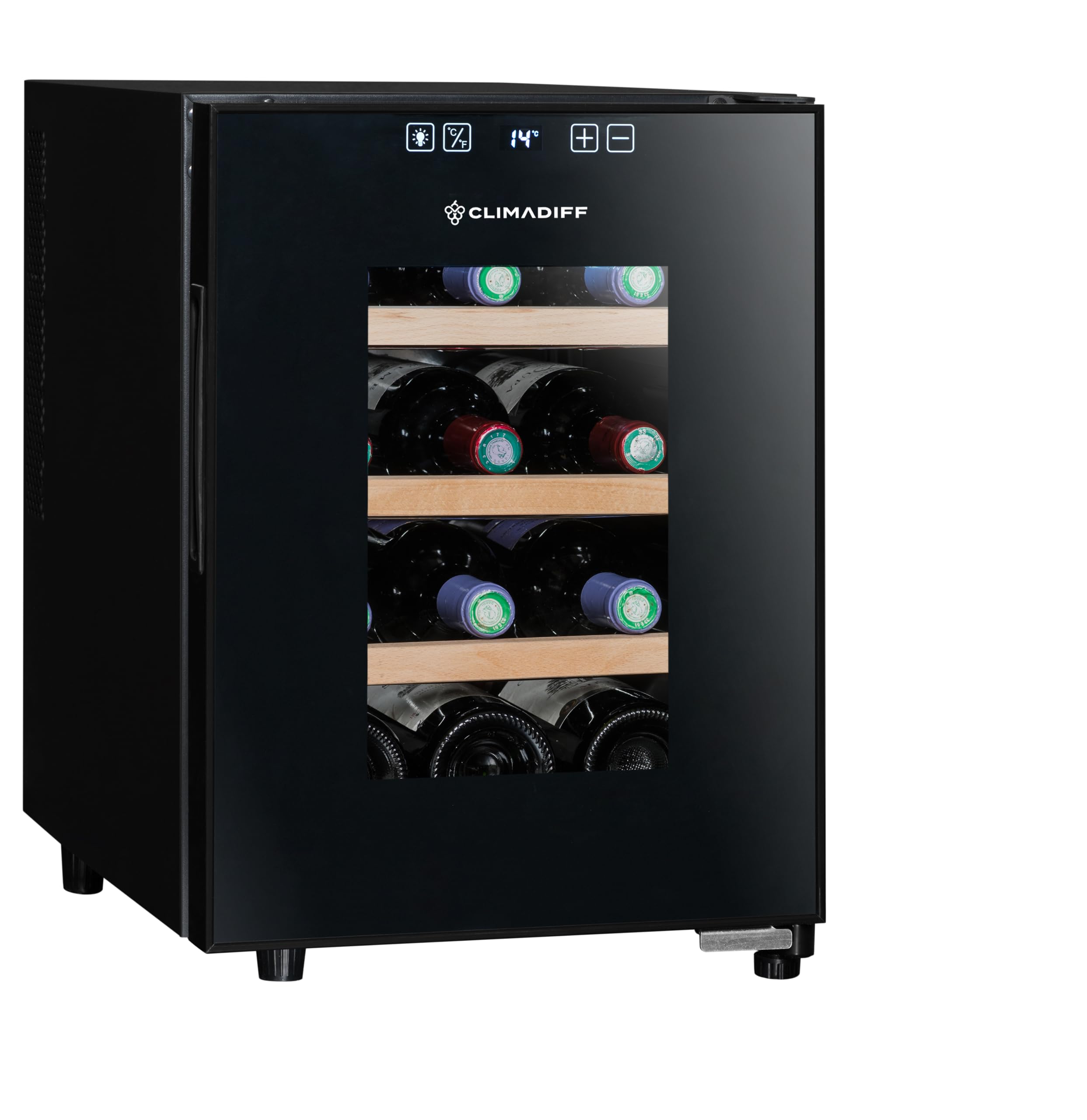 CLIMADIFF CC12F Hybrid-Weinkühlschrank 12 Flaschen Temperaturbereich 11°C-18°C freistehend