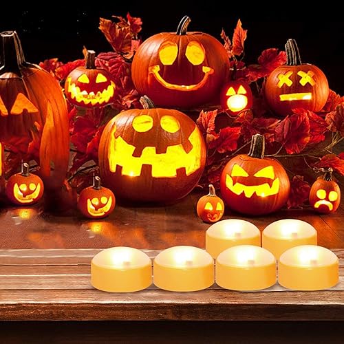 Miniatura 6 de CANDLE CHOICE Luces LED de calabaza de Halloween con control remoto y temporizador, luces parpadeantes brillantes que funcionan con pilas, velas