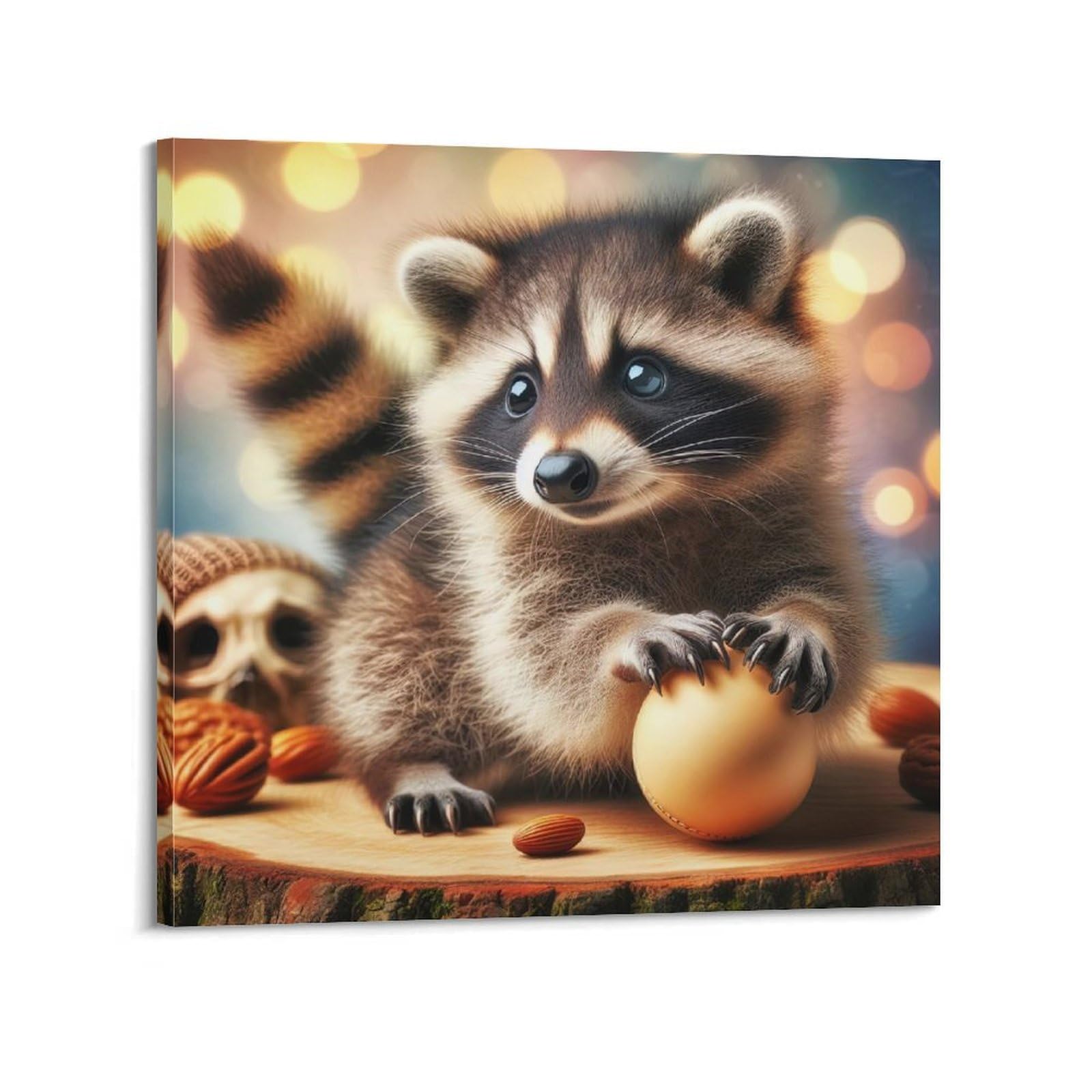 WZKTCL Animal Poster Raccoon Throne Poster Decorative Painting Canvas Wall Posters And Art Picture Print Modern Family Bedroom Decor Posters 16x16inch(40x40cm)