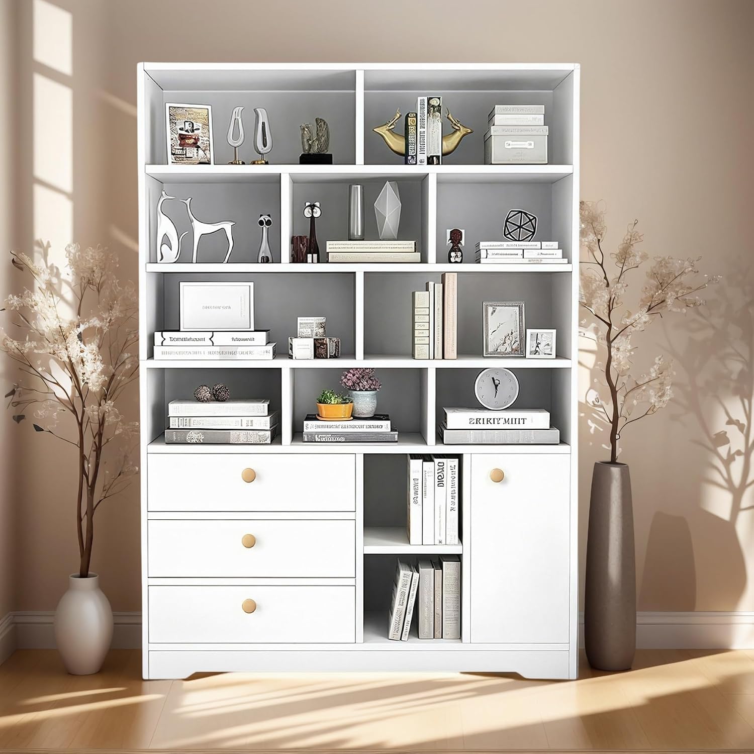 TRIUMPHKEY Bookshelf adorned with decorative items, emphasizing its aesthetic appeal.
