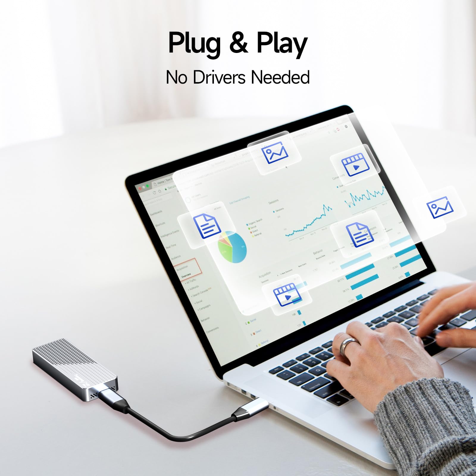 fanxiang Carcasa SSD con ventilador M2 NVMe/SATA Carcasa Disco Duro,M2 PCIE NVMe 2230/2242/2280,USB3.2 Gen2 10Gbp 4TB M key/B+M key M.2 NGFF/SATA,Compatible con TV/PS5/PS4(PRO)/Xbox/Mac/OTG Phone-MD85
