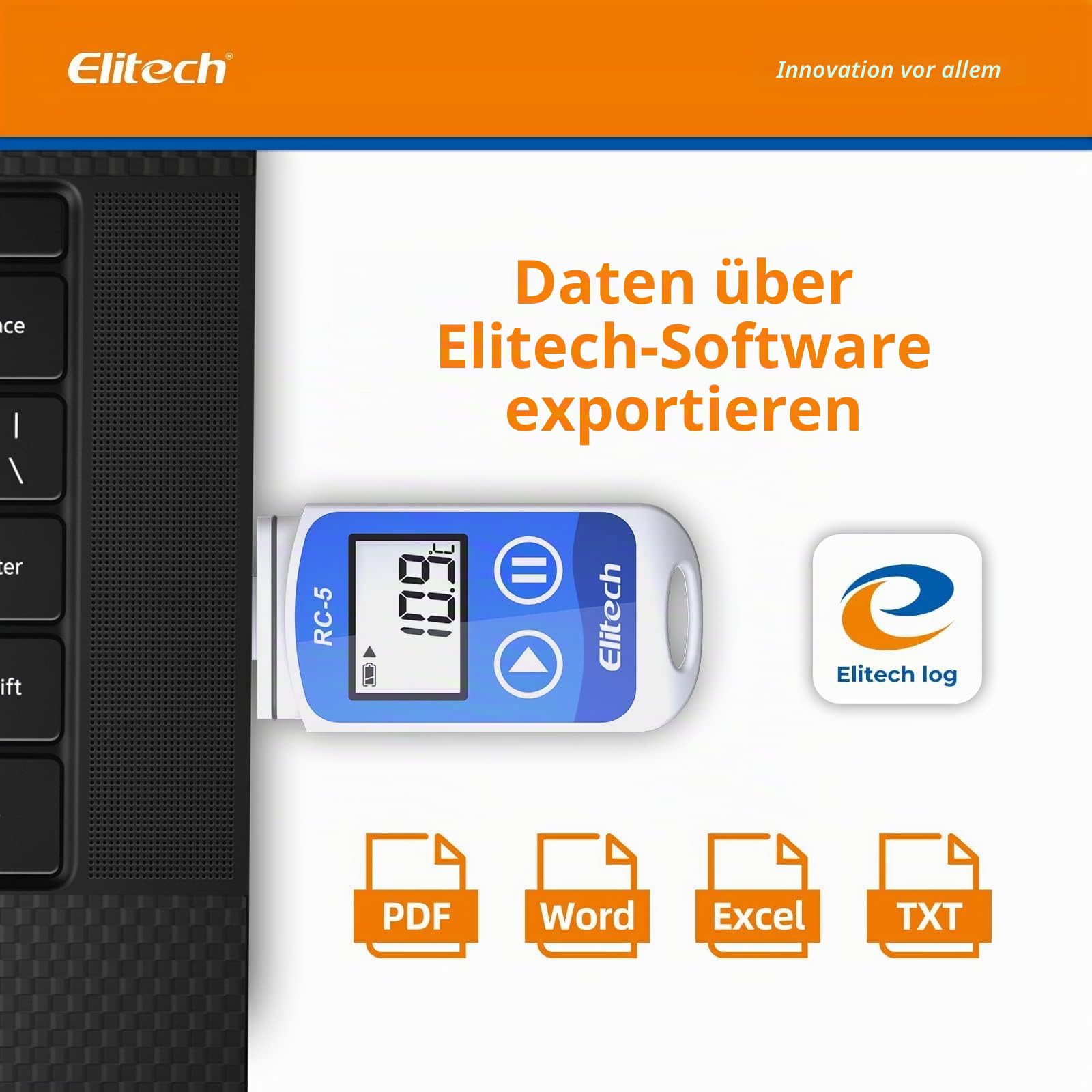 Elitech RC-5 Temperatur Datenlogger Mini USB Temp Rekorder Interner Externer Sensor Hohe Genauigkeit Temperatur Data Logger 32000 Punkte Record Wasserdicht nach IP65 5Packungen