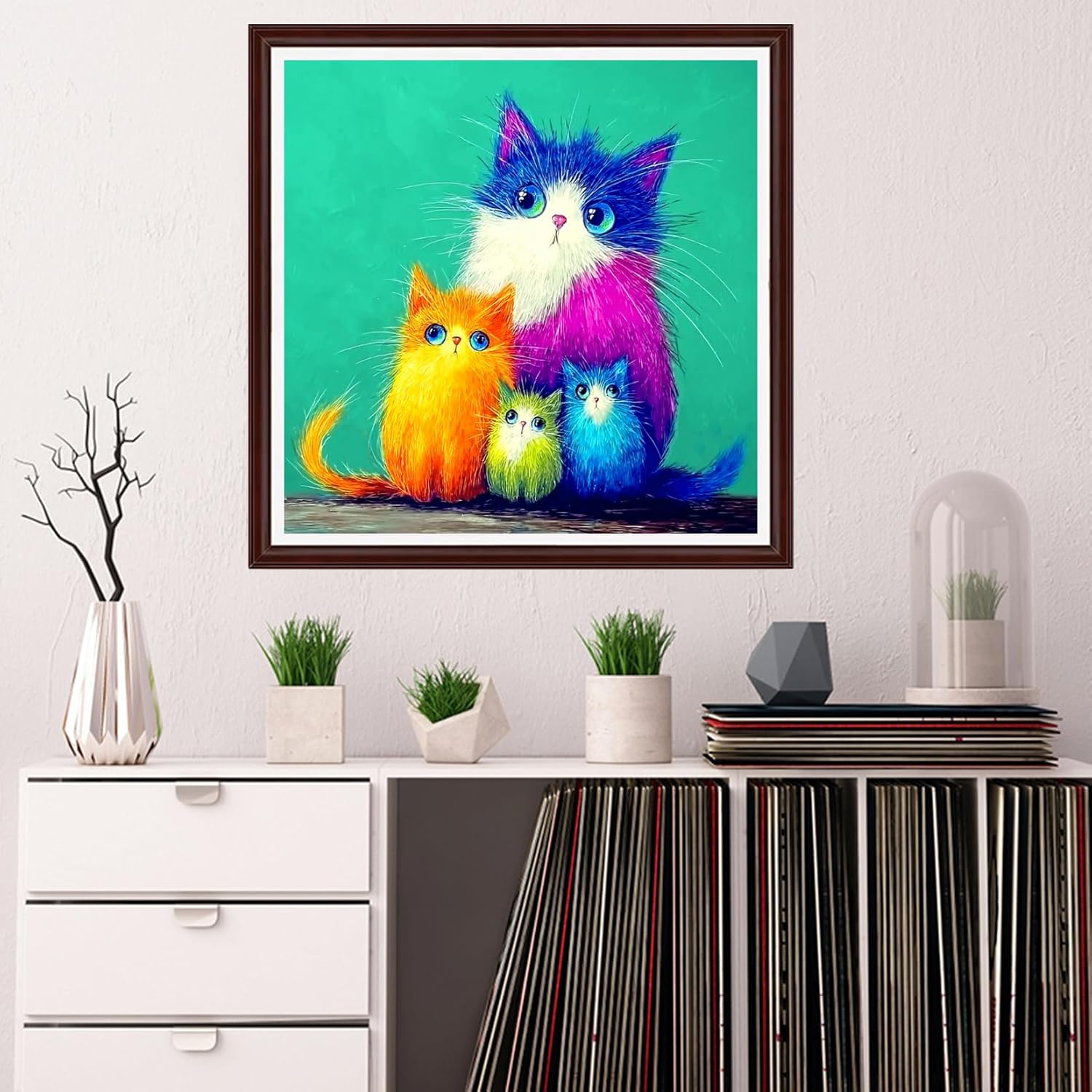 Magxvouy Cross Stitch Kits Stamped Full Range of Embroidery Kits,Cross Stitch Patterns Needlework Kits for Beginners 11CT Printed Kits& Four Colored Cats 18x18 inch