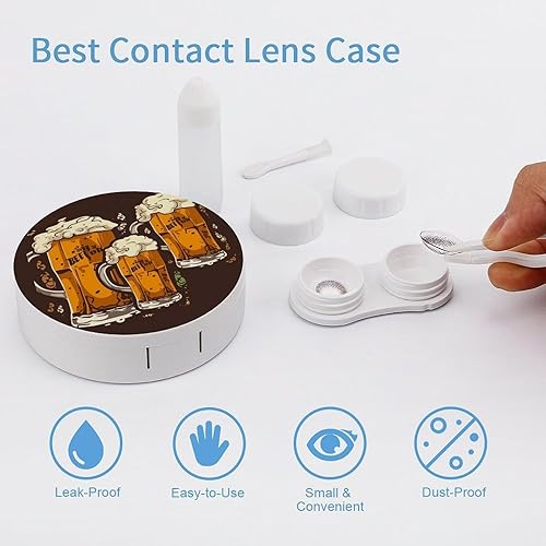 Miniatura 3 de Contact Lens Case Travel Beer Print Contact Cases Box With Mirror Solution Bottle Applicator Removal Tool Kit For Daily Outdoor