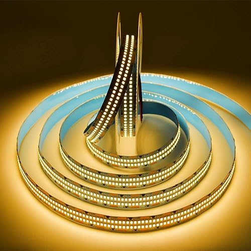 Miniatura 12 de Tira de luz LED de doble fila, luz blanca diurna 6500 K, súper brillante, regulable, impermeable, 12 V, 16.4 pies, SMD 2835 2400 LED, cinta de luz