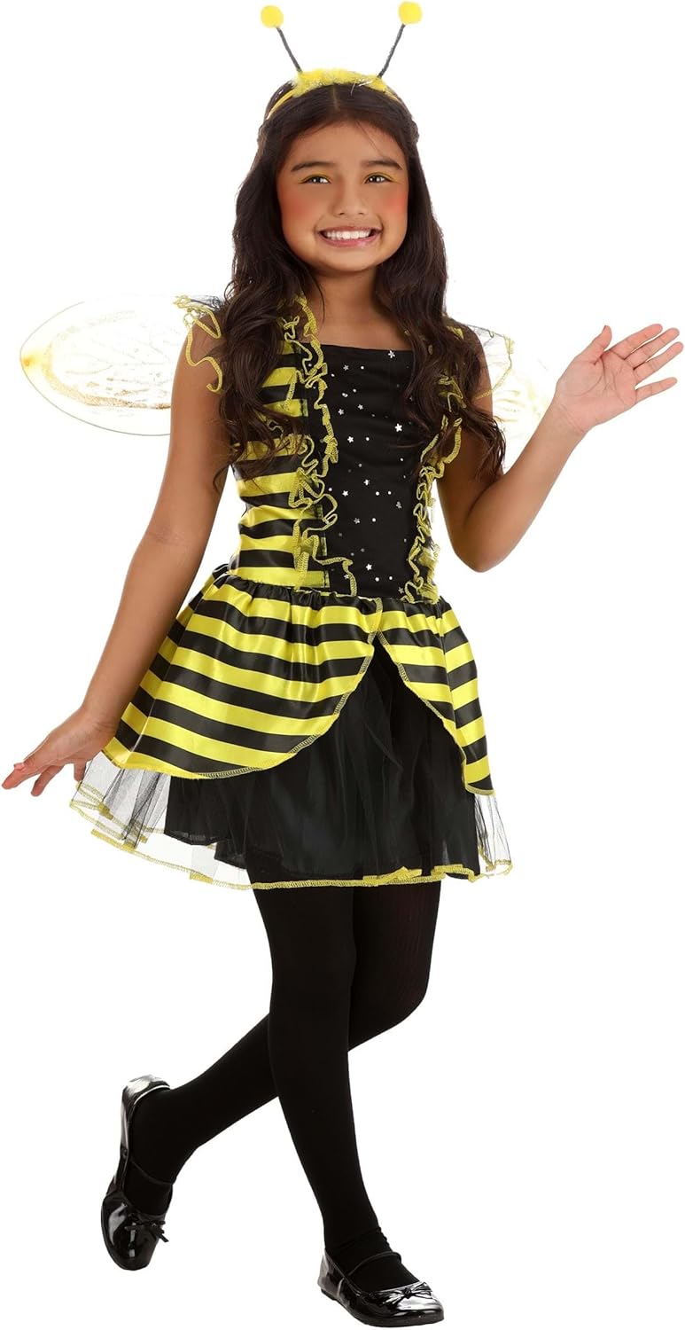Fun Costumes Kid's Lil Bee Costume, Honeybee Dress, Bumblebee Outfits for Girls - Large/X-Large - Yellow