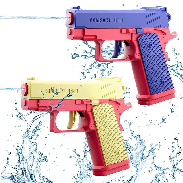 Pistola de Agua 2 Piezas Pistolas Agua Niños Alcance 10 Metros para Piscinas, Playas y Jardines Verano al Aire Libre Juegos de Agua (Azul+Rojo)