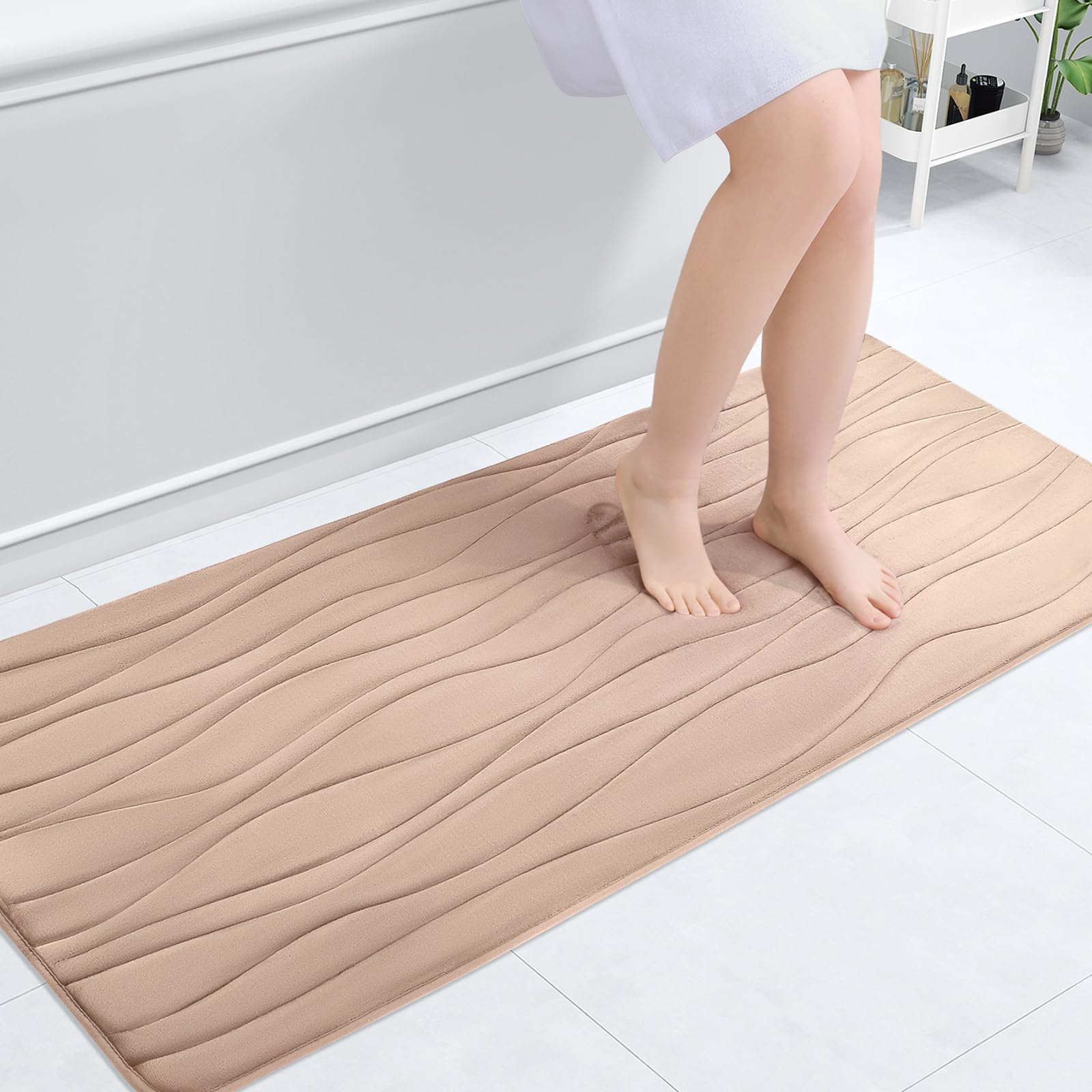 Buganda Memory Foam Bathroom Rug Mat 47x20, Extra Soft and Absorbent Bath Mats, Non-Slip and Machine Washable Bath Rugs for Bathroom Floor,Tub and