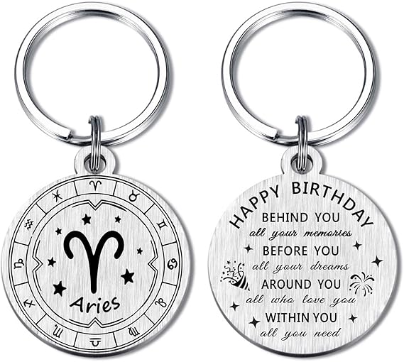 Zodiac Keychain - 12 Constellations Birthday Gifts for Men Women - Virgo Libra Scorpio Sagittarius Bday Keyring