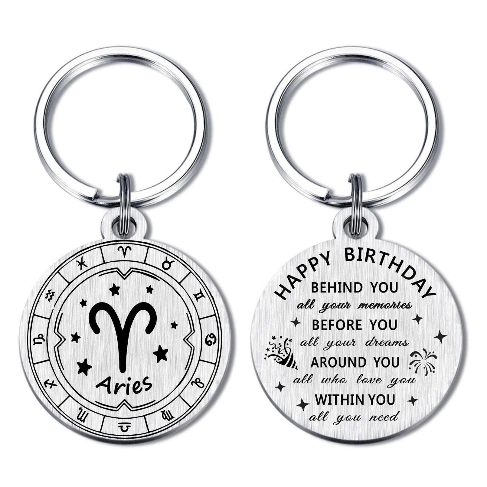 Alotozo Zodiac Keychain - 12 Constellations Birthday Gifts for Men Women - Virgo Libra Scorpio Sagittarius Bday Keyring