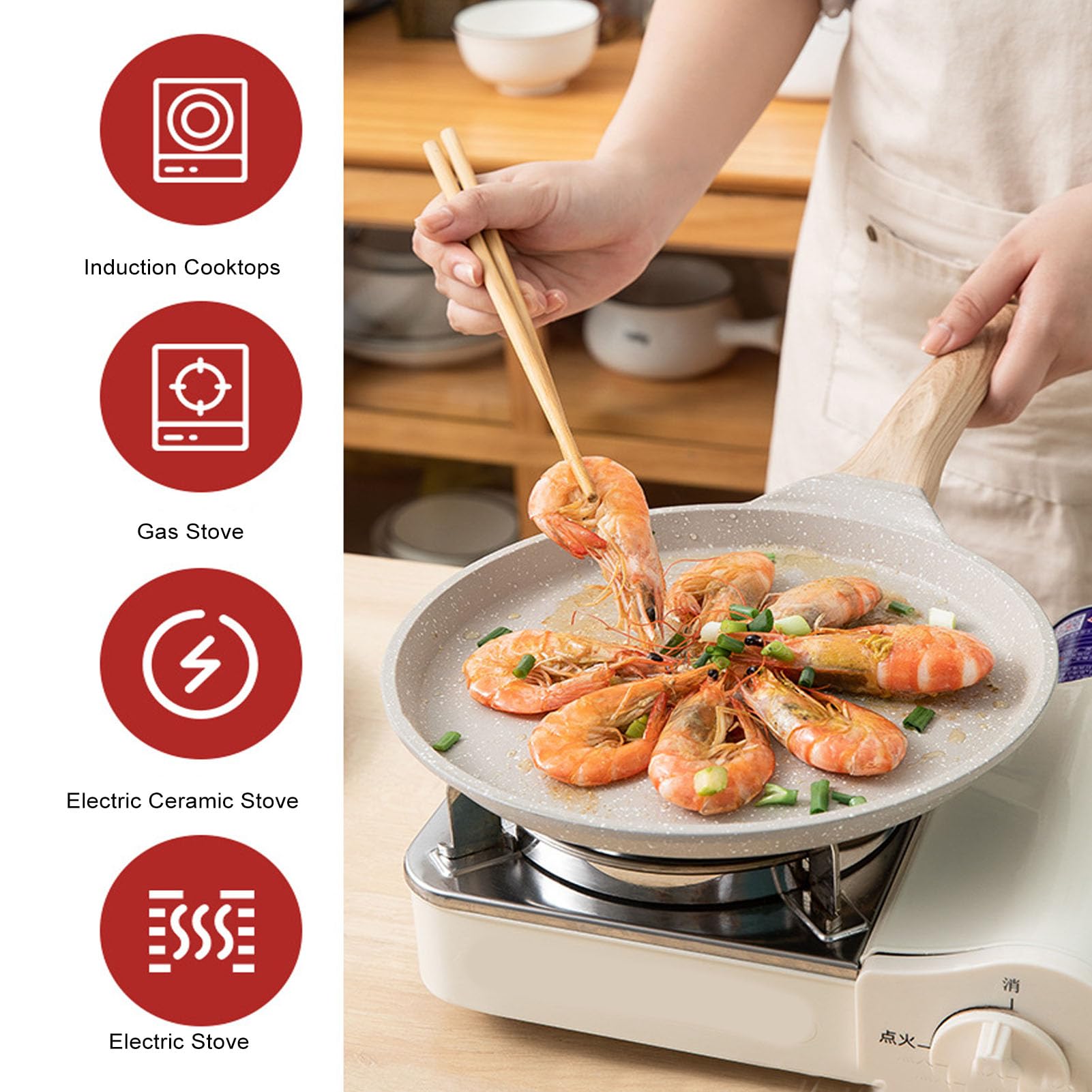 Tortilla Pan with Detachable Handle, Nonstick Crepe Pan with Spreader, Tortilla Pan Griddle Pan, Granite Coating Skillet Pan for Egg Omelet Tortilla, Flat Frying Pan