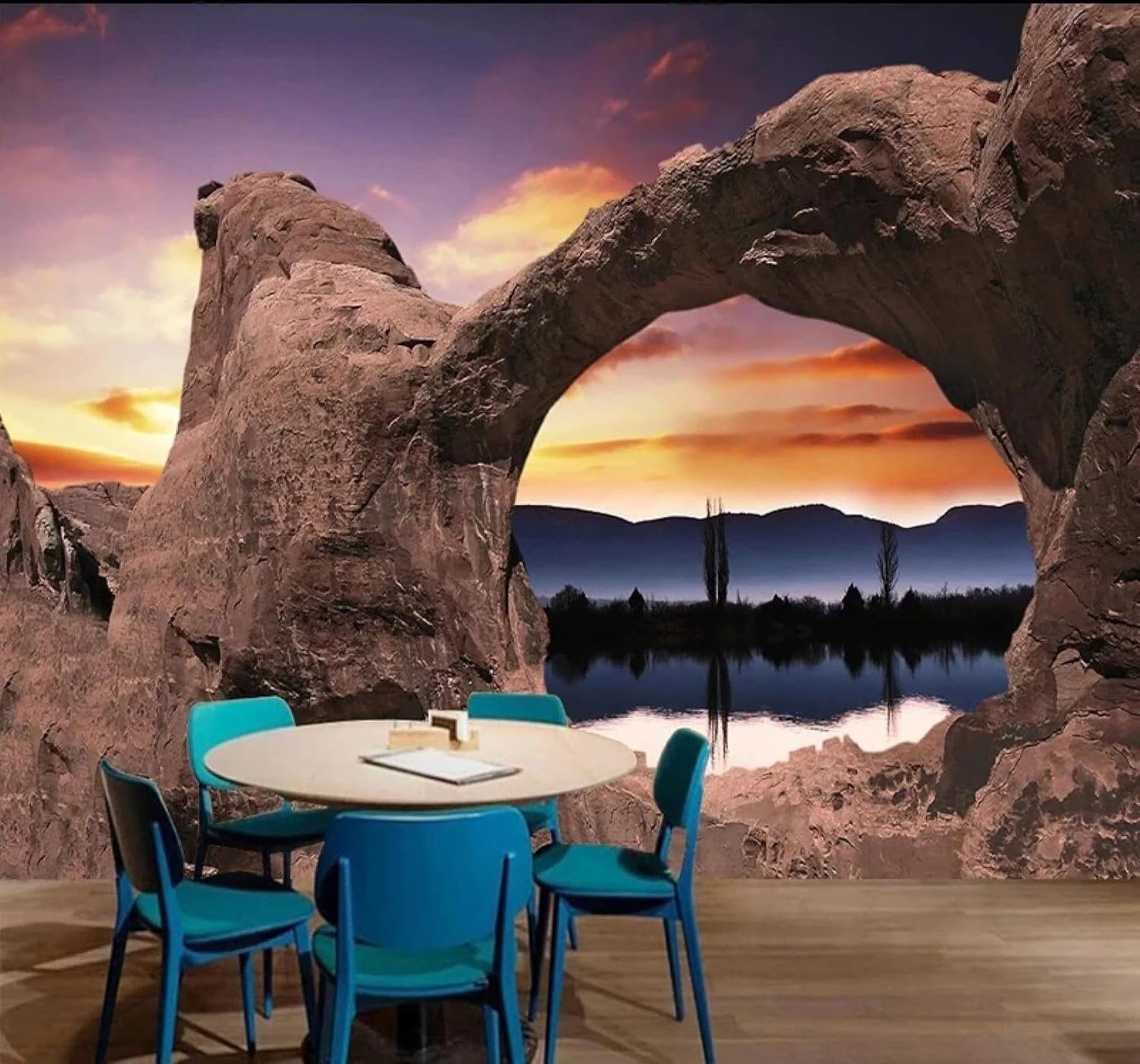 Xlming 150Cm×105Cm(B×H) Three Dimensional Caves Lakes And Picturesque Scenery 3D Wallpaper Luxury Home Dining Decor Paste Sofa Living Room The Wall For Bedroom Mural-150Cm×105Cm
