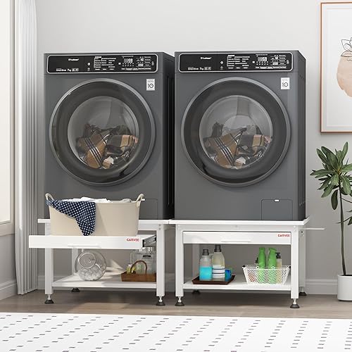 Garvee Pedestales de lavadora y secadora de 27 pulgadas de ancho con estante extraíble, pedestal de lavandería de 16 pulgadas de alto con