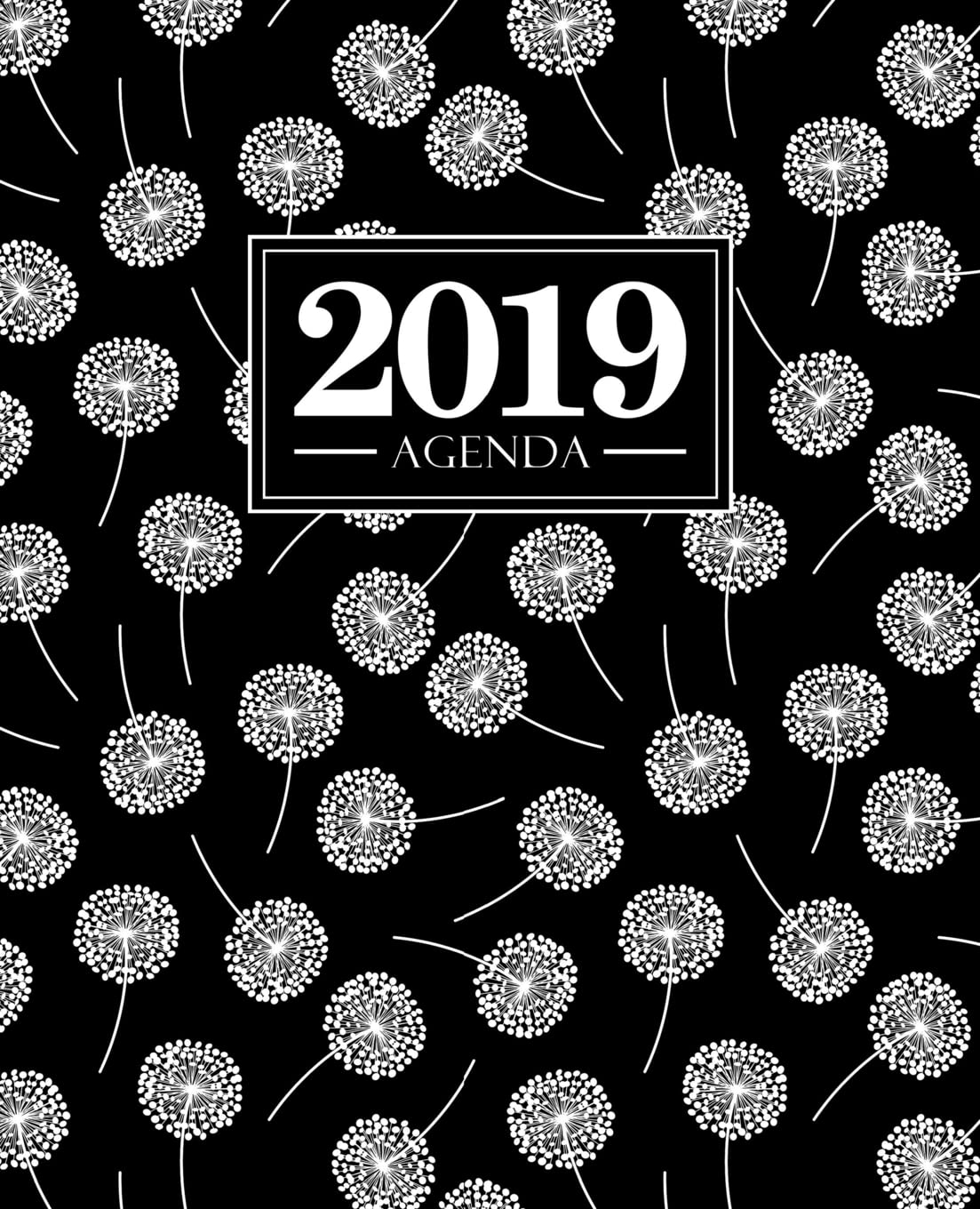 Agenda 2019: 19x23cm : Agenda 2019 semainier : fleurs blanches sur fond noir 5814