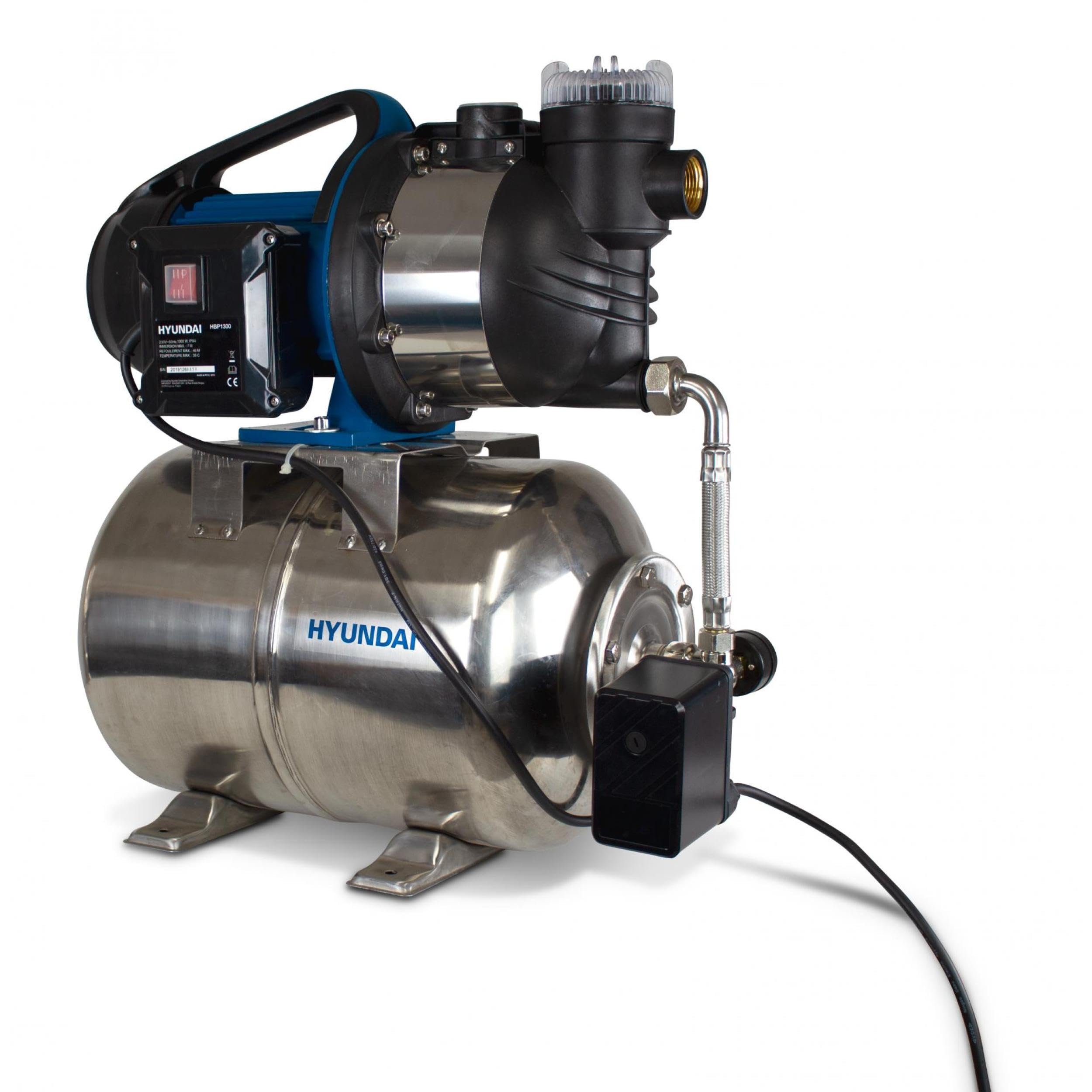 HYUNDAI HBP1300 Surpresseur 1300 W 24 L 4500 L/h Moteur induction Eaux claires