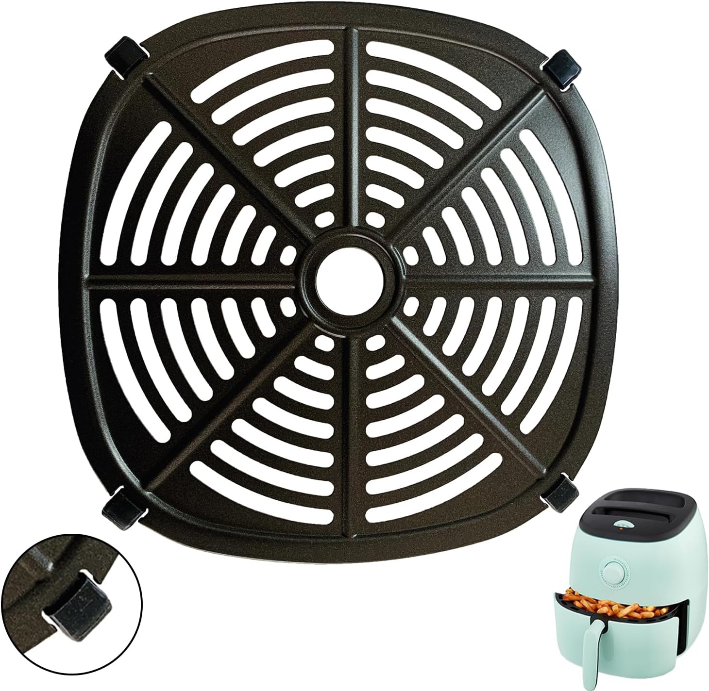 Air Fryer Crisper Plate for 6QT DASH Tasti-Crisp Electric Air Fryer Oven, Premium Air Fryer Rack Grill Pan Plate Insert Grate Shelf Grid for 6QT Dash Air Fryers, Non-stick, Dishwasher Safe