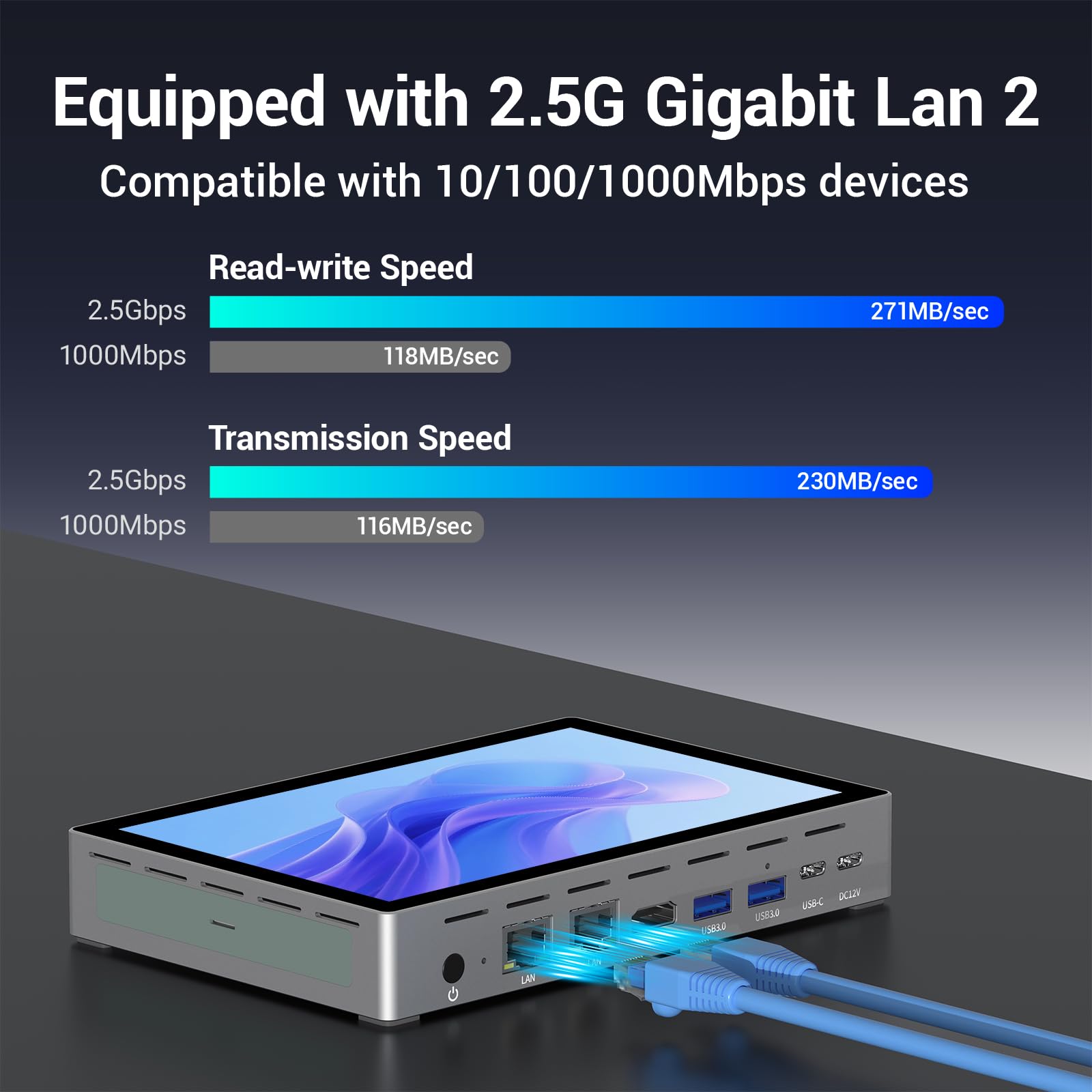 HEIGAOLAPC Celeron N95 Mini PC 7 Inch Win11 Pro 16GB RAM 512GB