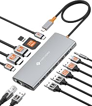 NOVOO USB C ハブ 14-in-1 ドッキングステーション HDMI 2つ 3画面出力 4K@60Hz対応 Type-C ハブ デュアルモニター トリプルディスプレイ MST/SST対応 USB-C ドック MacBook Pro/Air iPad Pro Surface Steam Deck ROG Ally Dell XPS Lenovo HP ASUS Acer対応