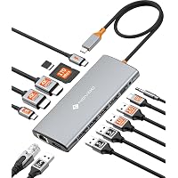 NOVOO Docking Station USB C 14 in 1 Triplo Display, 2 HDMI e USB