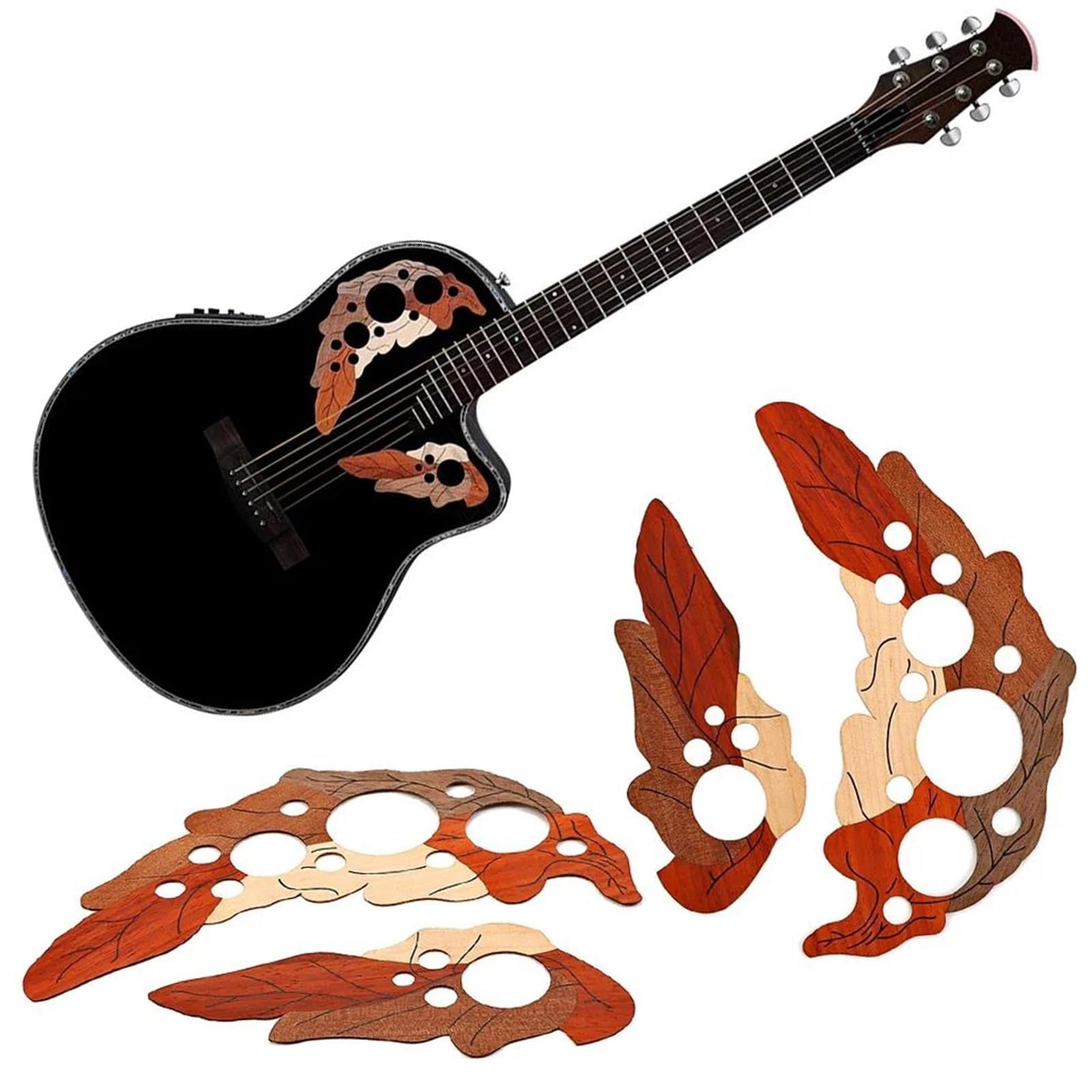 Mały Pickguard Do Gitary Akustycznej 1 Szt Drewniana Gitara Pickguard Grape Leaf Guitar Sound Hole Covers Do Części I Akcesoriów Do Gitary Akustycznej