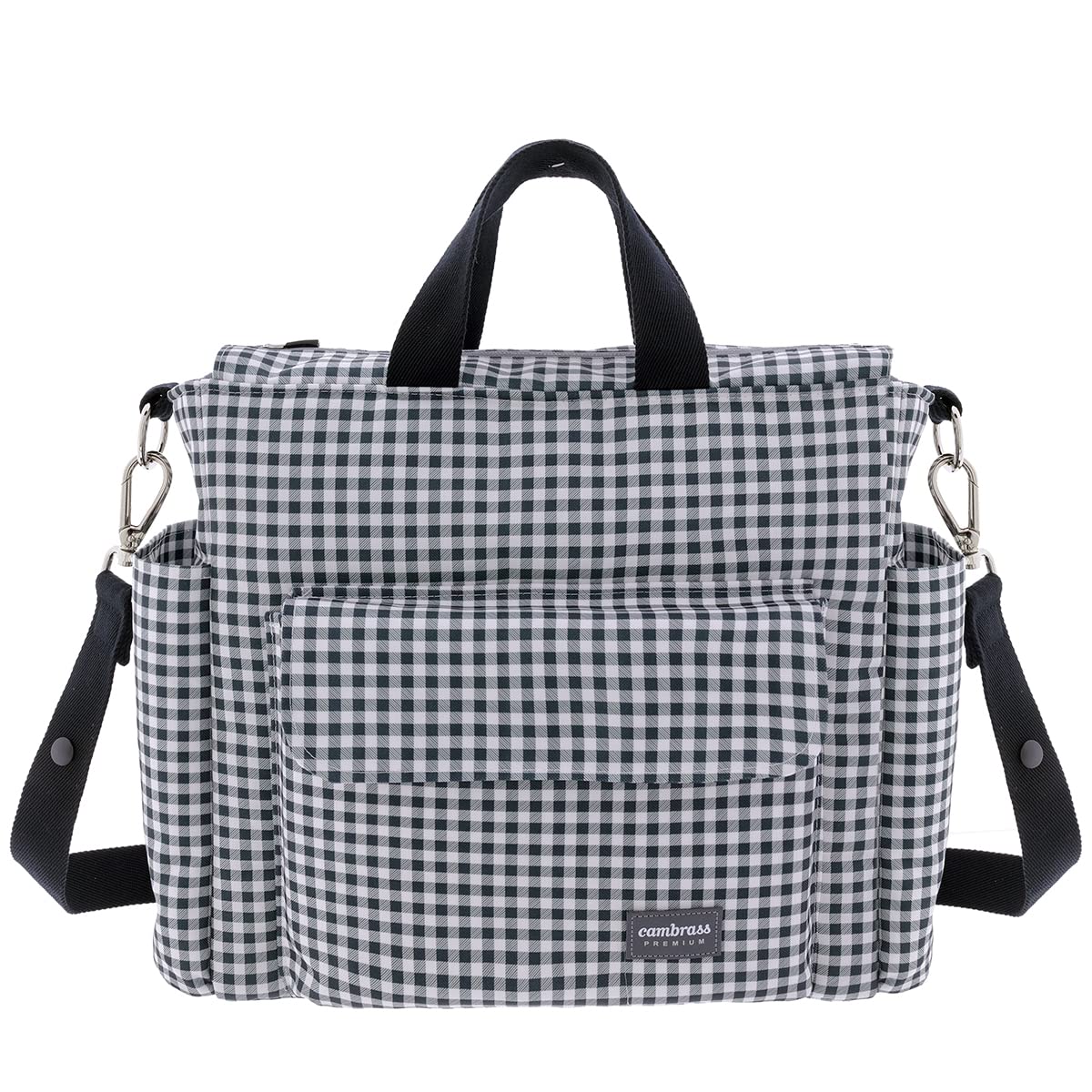 Cambrass - Bolso carro maternal para bebe - bolso de maternidad para carritos de bebe - organizador para pañales y otras cosas de bebe - Vichy Negro 16x43x37 cm