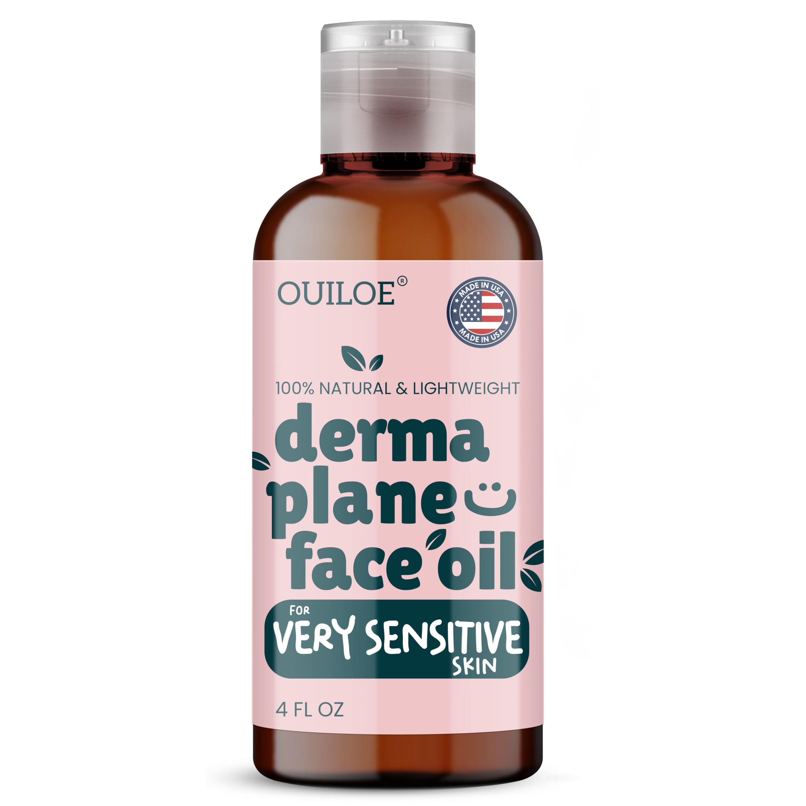 Dermaplane Oil for Sensitive Skin - Hydrating Face Shaving Oil for Women - Safe for Acne Prone Skin - Non Comedogenic, Fragrance Free, Natural, Hypoallergenic for Pre & Post Dermaplaning 4oz by Ouiloe