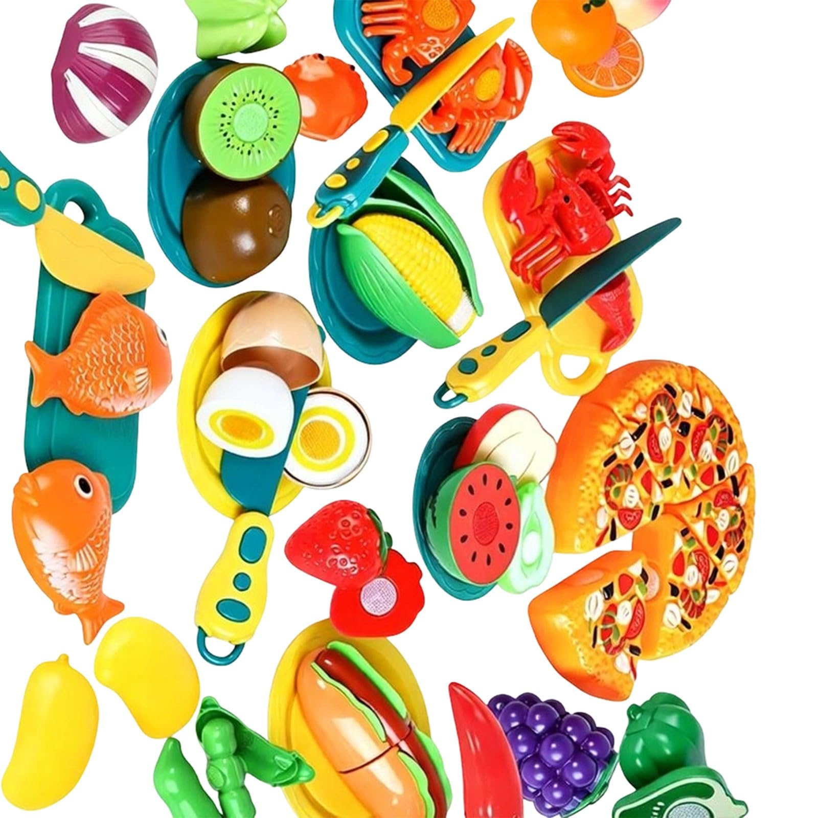 Set di giocattoli per tagliare alimenti con frutta, cestino, piatti, taglierina e utensili per giochi di ruolo in cucina, giocattolo alimentare