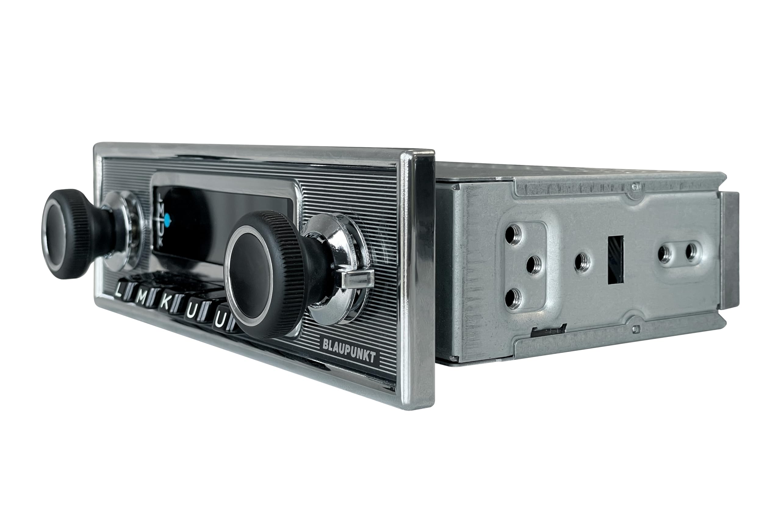 Blaupunkt Frankfurt Stereo MB, 1-DIN Autoradio, Oldtimer-Design mit Nadelstreifenfront und Chromrahmen, DAB+, Bluetooth, USB, Aux-Eingang, Lenkradfernbedienung, Sub-Out, 4x50Watt, 12v