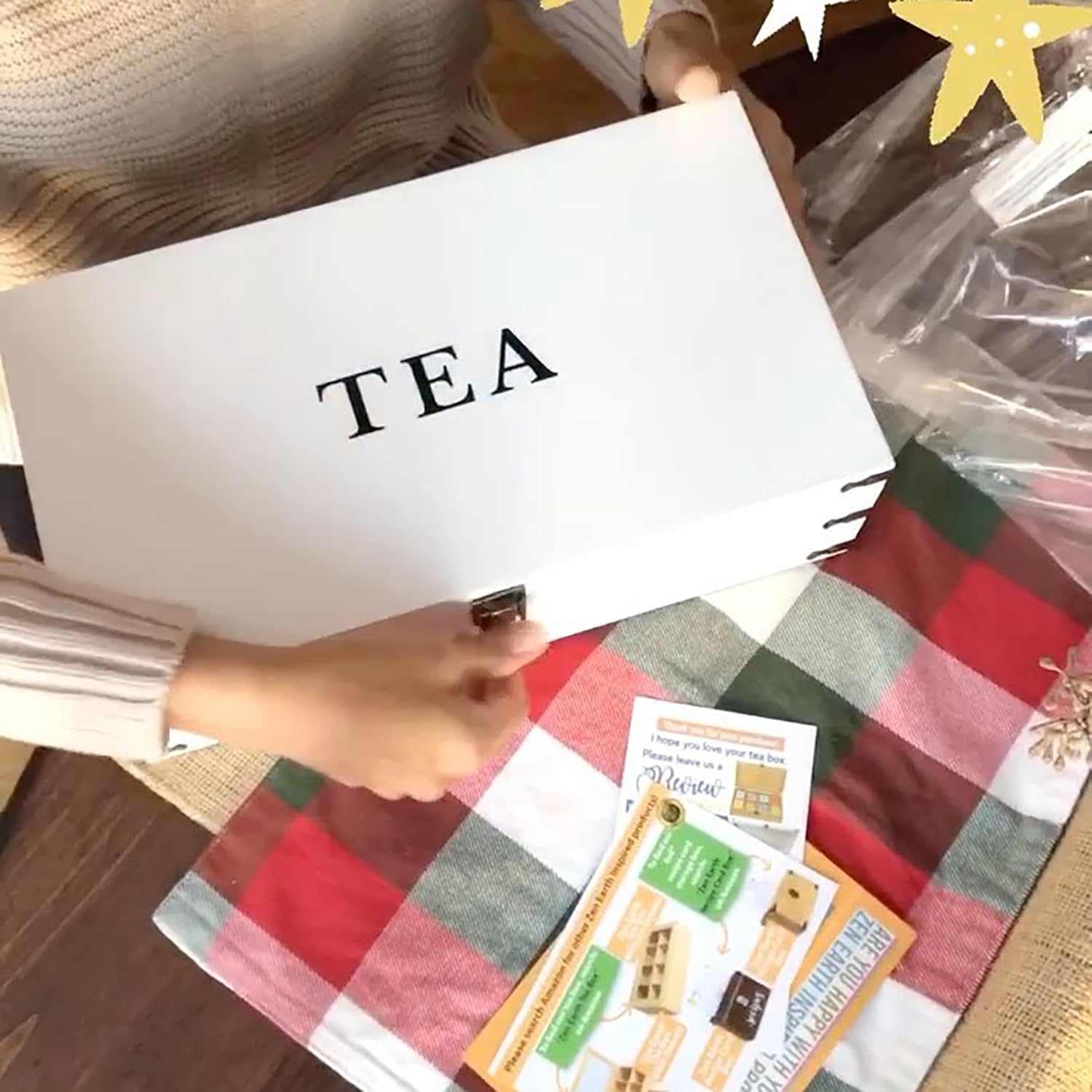 White Wooden Tea Box Storage Chest Box Big Pine Wood Kitchen Organizer Large, Tall, Adjustable