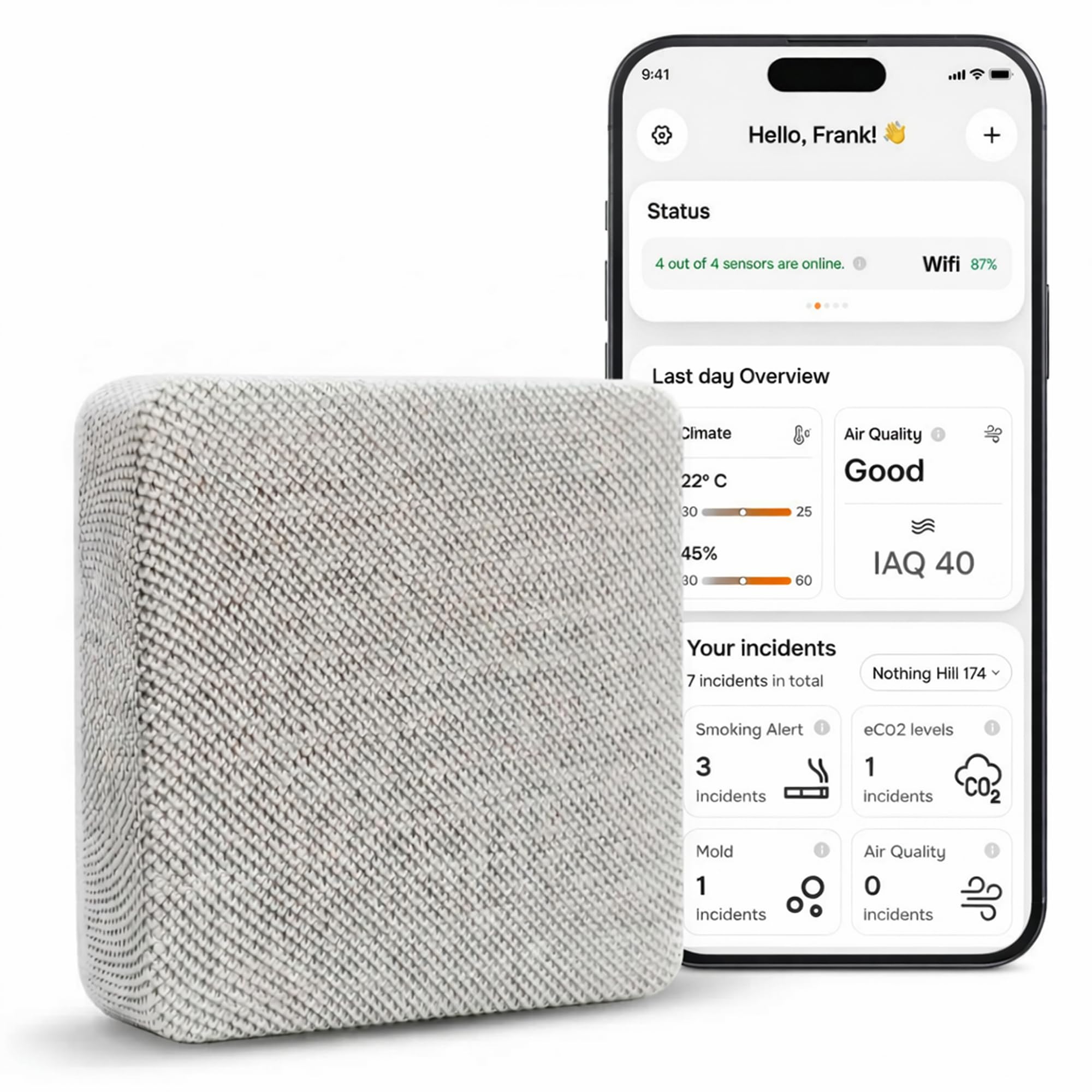 Layla Eco Air Quality Sensor & Air Quality Monitor Indoor – Smart Indoor Air Quality Monitor with PM2.5, VOC, Temperature & Humidity | Air Quality