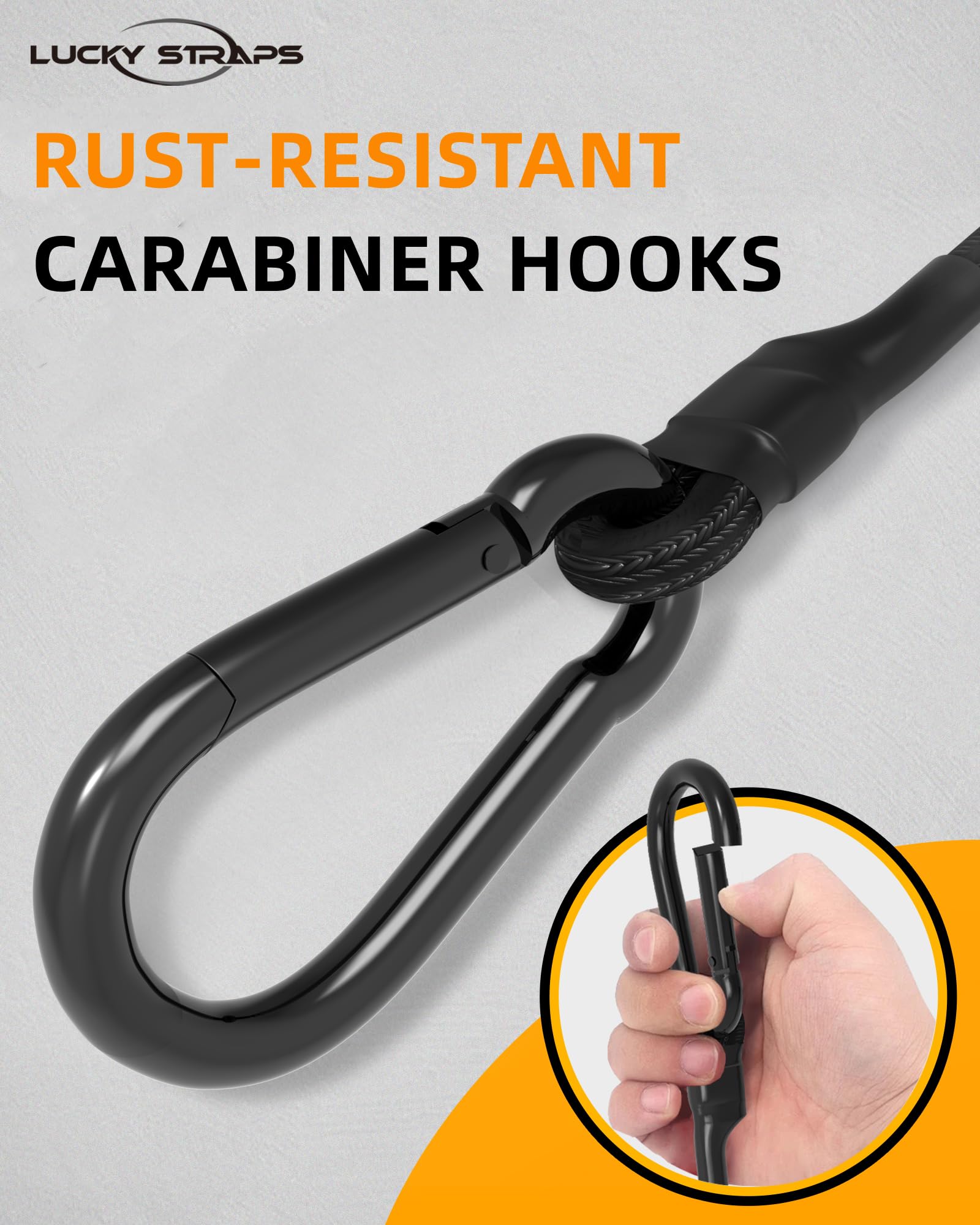 LuckyStraps 3-Inch Mini Bungee Cords With Carabiner Hooks – 8-Pack, UV-Resistant, Super Stretchy Thai Latex, Great For Bikes, Kayaks, Luggage & More