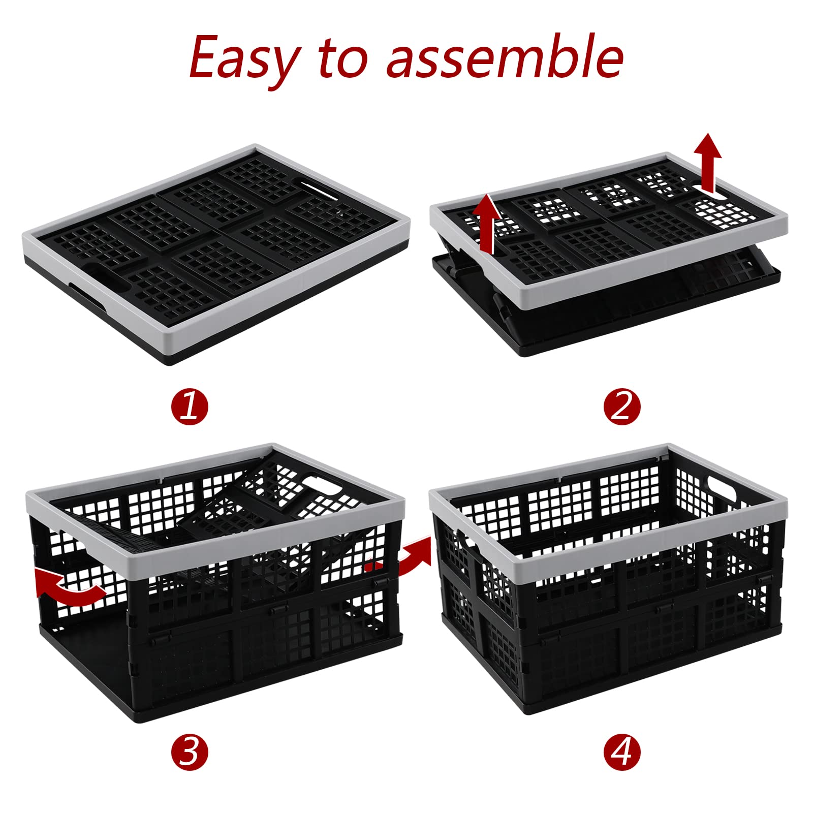 Wekioger Lot de 2 caisses de rangement pliables en plastique 35 l