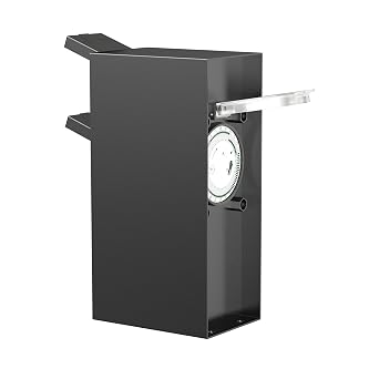 POMI garden socket column with ground spike for outdoors, IP44, timer/timer, 2-gang, black, square, 23cm
