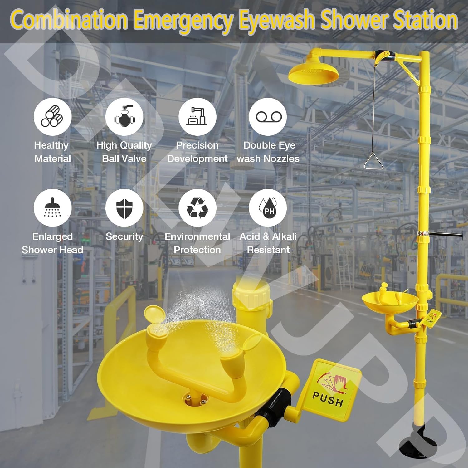Stazione lavaocchi da Rubinetto, Doccia lavaocchi di Emergenza, Dispositivo lavaviso Multifunzione di Sicurezza per Laboratori, macchinari, edifici