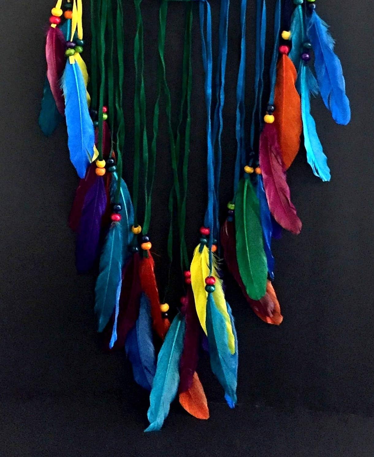 Unbekannt Oma Dream Catcher – Tree of Life Weiß Wildleder Traumfänger mit Federn & Holz Perlen – Groß Größe – 91,4 cm Lang x 27,9 cm Durchmesser Marke Rot